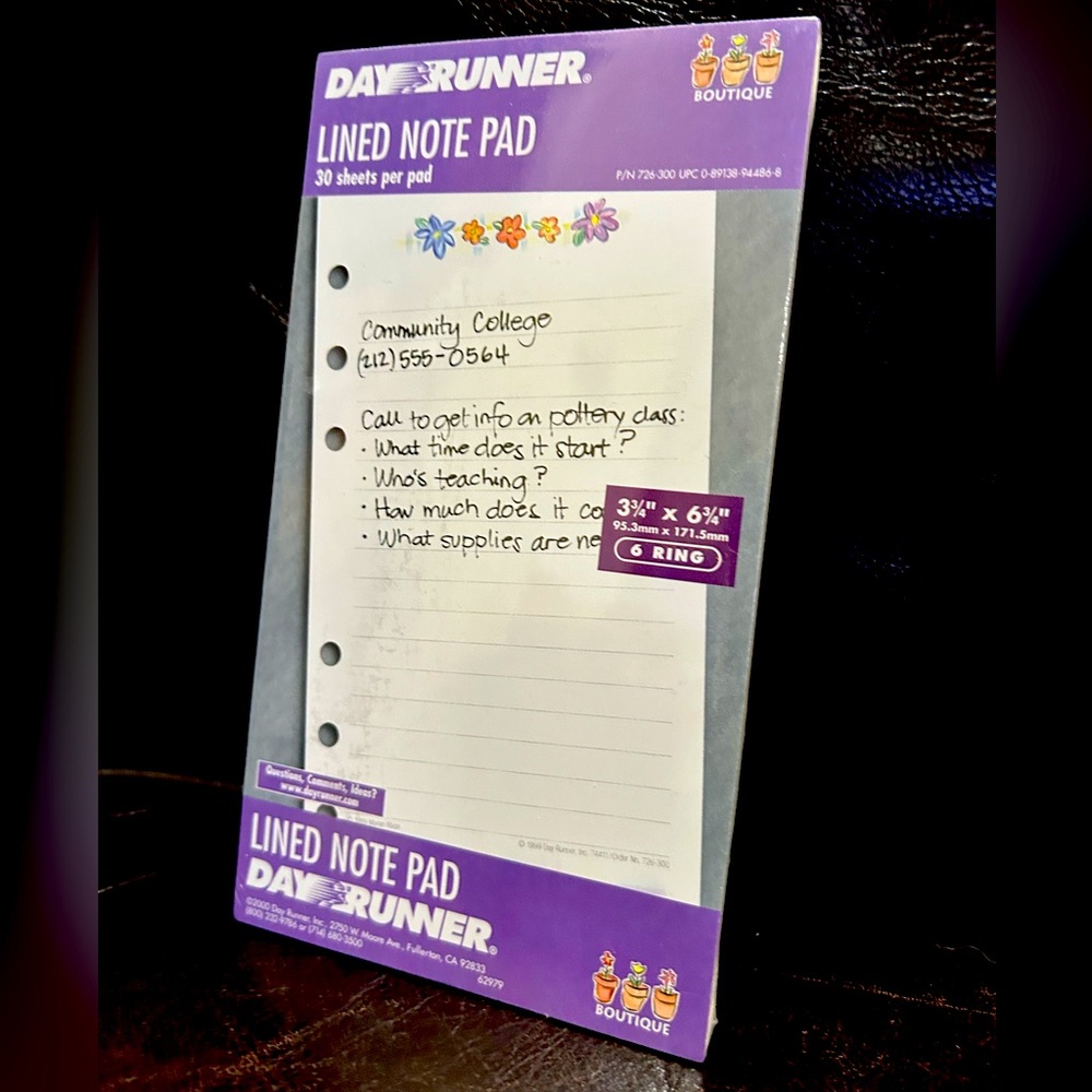 Day runner Lined Note Pad